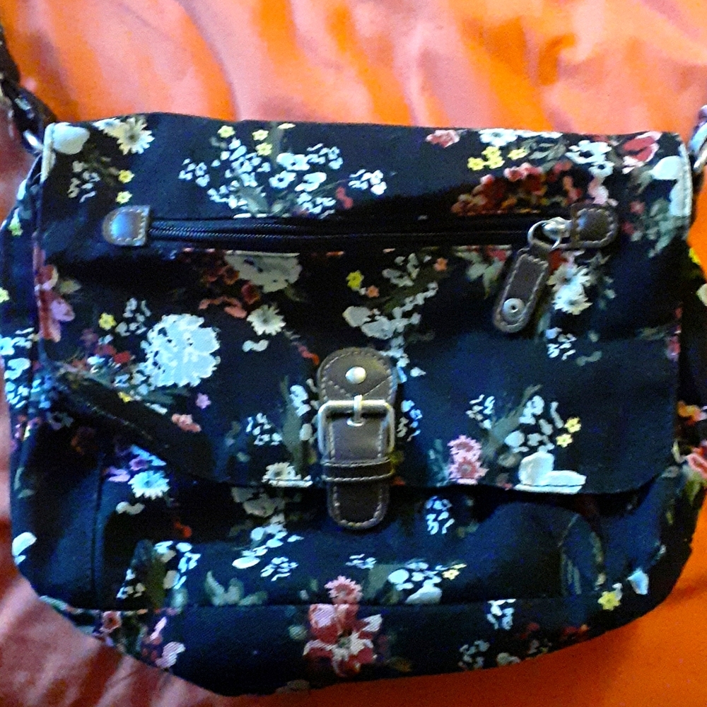 Black flower crossbody bag